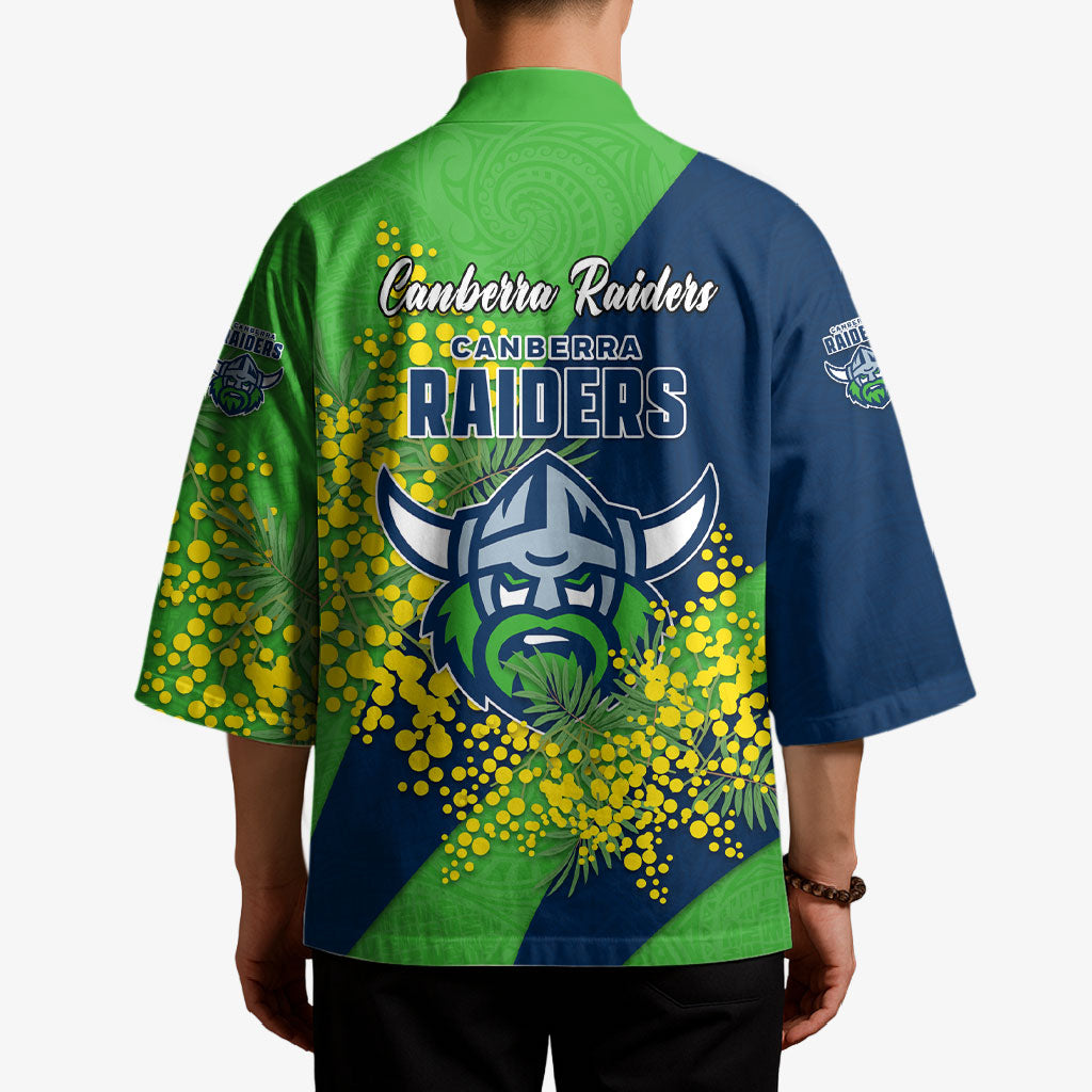 Canberra Raiders Kimono Golden Wattle Floral Polynesian - Australian Flower - Rugby Mascot