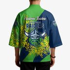 Canberra Raiders Kimono Golden Wattle Floral Polynesian - Australian Flower - Rugby Mascot