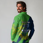 Canberra Raiders Long Sleeve Polo Shirt Golden Wattle Floral Polynesian - Australian Flower - Rugby Mascot