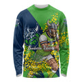 Canberra Raiders Long Sleeve Shirt Golden Wattle Floral Polynesian - Australian Flower - Rugby Mascot