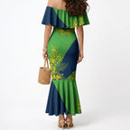 Canberra Raiders Mermaid Dress Golden Wattle Floral Polynesian - Australian Flower - Rugby Mascot
