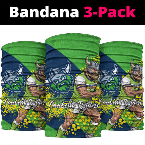 Canberra Raiders Neck Gaiter Golden Wattle Floral Polynesian - Australian Flower - Rugby Mascot