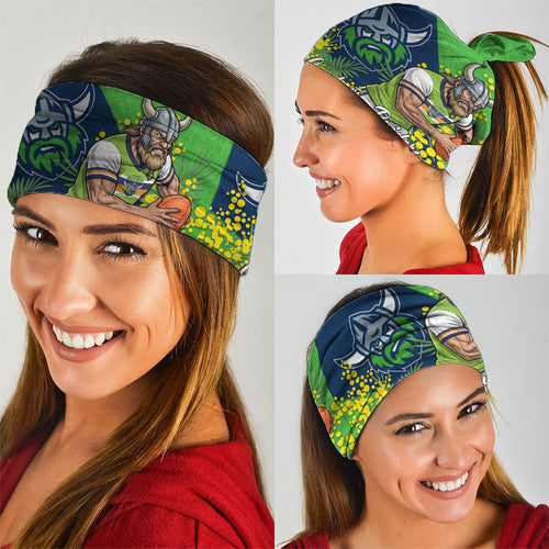 Canberra Raiders Neck Gaiter Golden Wattle Floral Polynesian - Australian Flower - Rugby Mascot