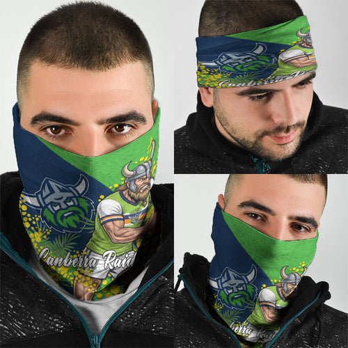 Canberra Raiders Neck Gaiter Golden Wattle Floral Polynesian - Australian Flower - Rugby Mascot