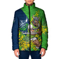 Canberra Raiders Padded Jacket Golden Wattle Floral Polynesian - Australian Flower - Rugby Mascot