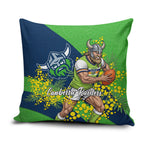 Canberra Raiders Pillow Cover Golden Wattle Floral Polynesian - Australian Flower - Rugby Mascot