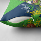 Canberra Raiders Pillow Cover Golden Wattle Floral Polynesian - Australian Flower - Rugby Mascot