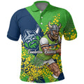 Canberra Raiders Polo Shirt Golden Wattle Floral Polynesian - Australian Flower - Rugby Mascot