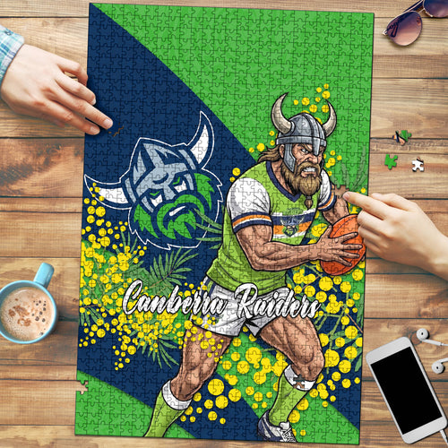 Canberra Raiders Puzzle Golden Wattle Floral Polynesian - Australian Flower - Rugby Mascot