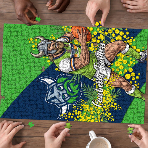 Canberra Raiders Puzzle Golden Wattle Floral Polynesian - Australian Flower - Rugby Mascot