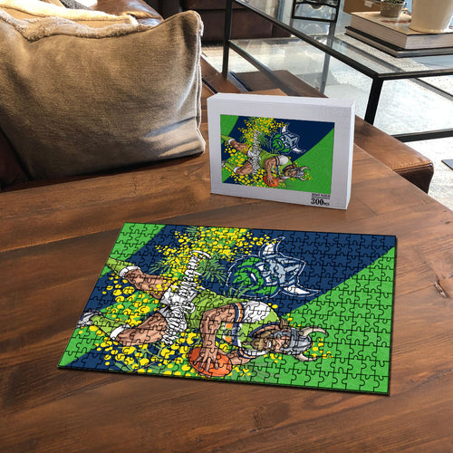 Canberra Raiders Puzzle Golden Wattle Floral Polynesian - Australian Flower - Rugby Mascot