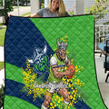 Canberra Raiders Quilt Golden Wattle Floral Polynesian - Australian Flower - Rugby Mascot