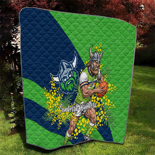 Canberra Raiders Quilt Golden Wattle Floral Polynesian - Australian Flower - Rugby Mascot