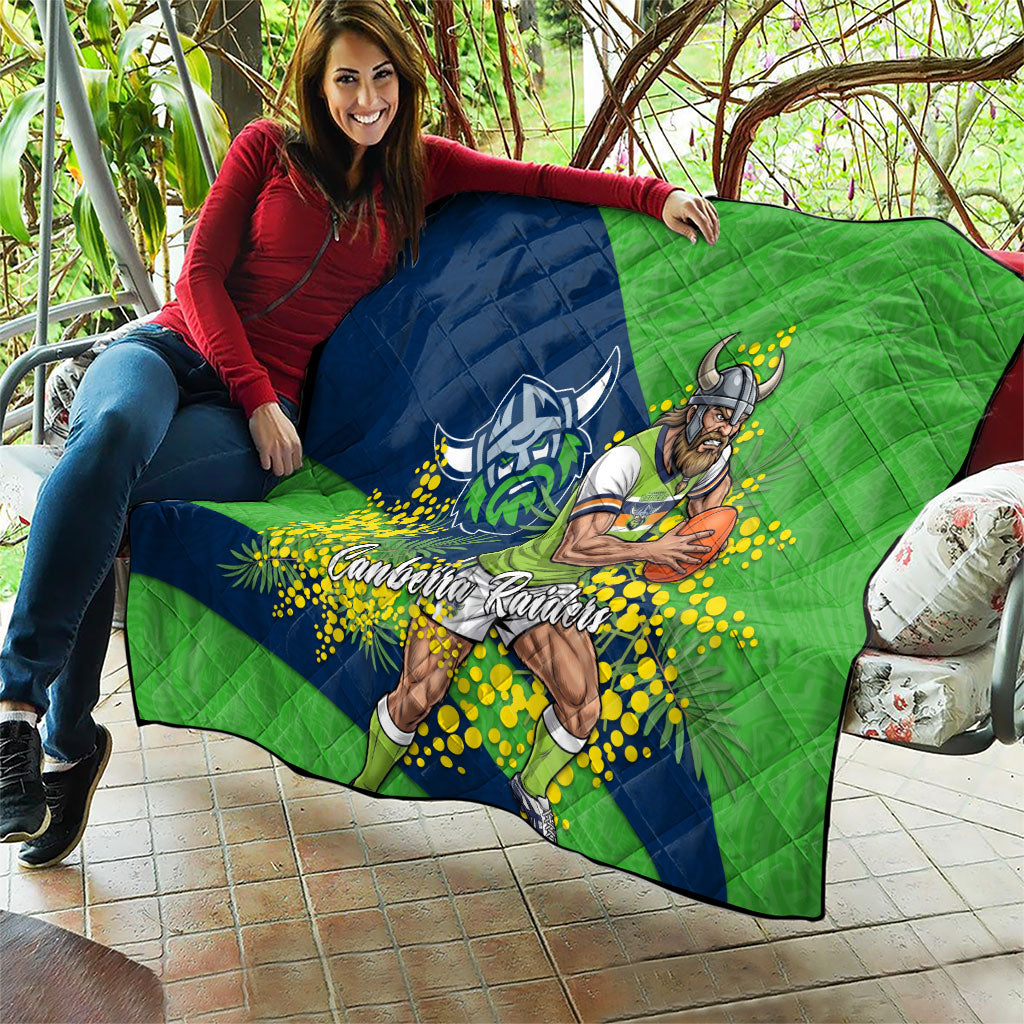 Canberra Raiders Quilt Golden Wattle Floral Polynesian - Australian Flower - Rugby Mascot