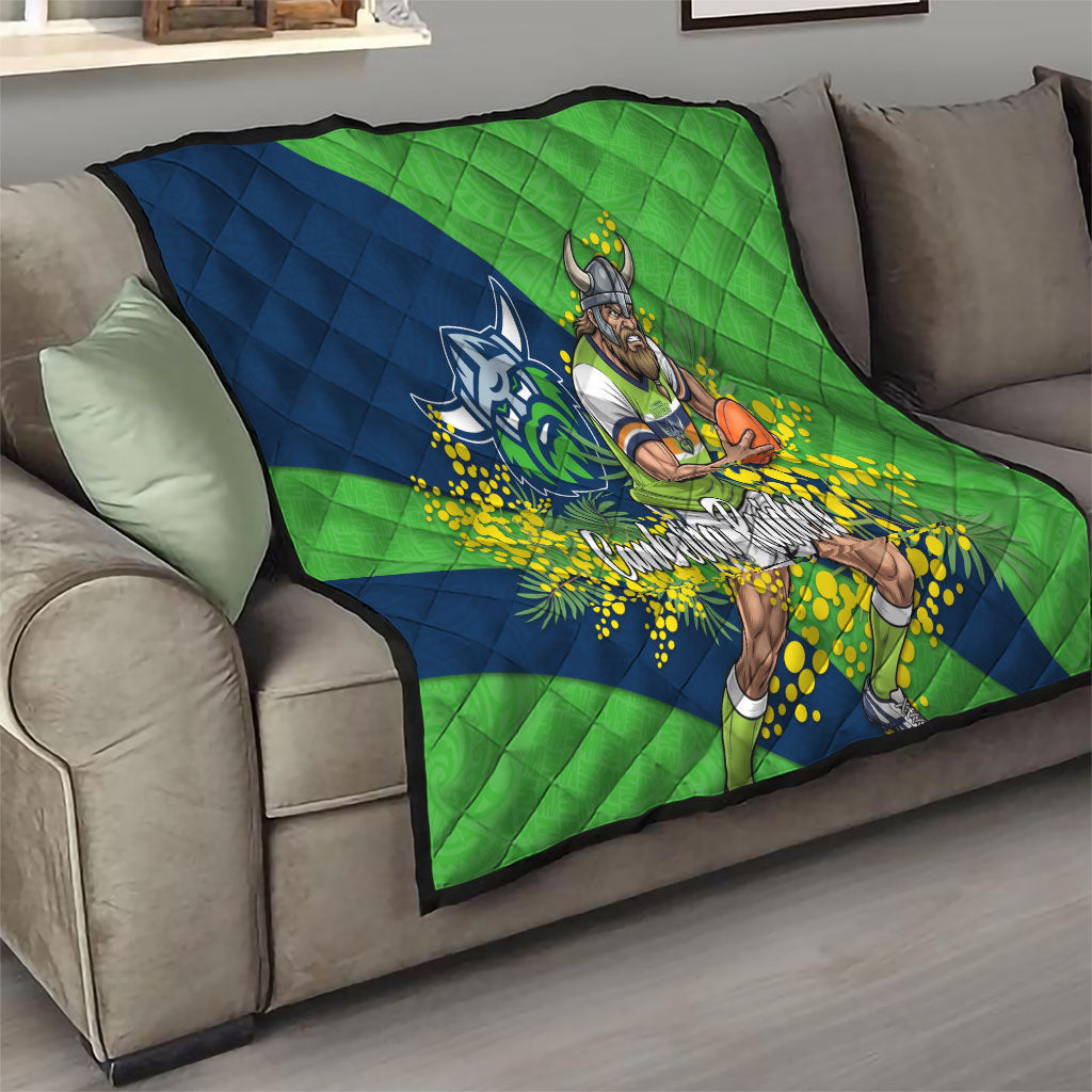 Canberra Raiders Quilt Golden Wattle Floral Polynesian - Australian Flower - Rugby Mascot