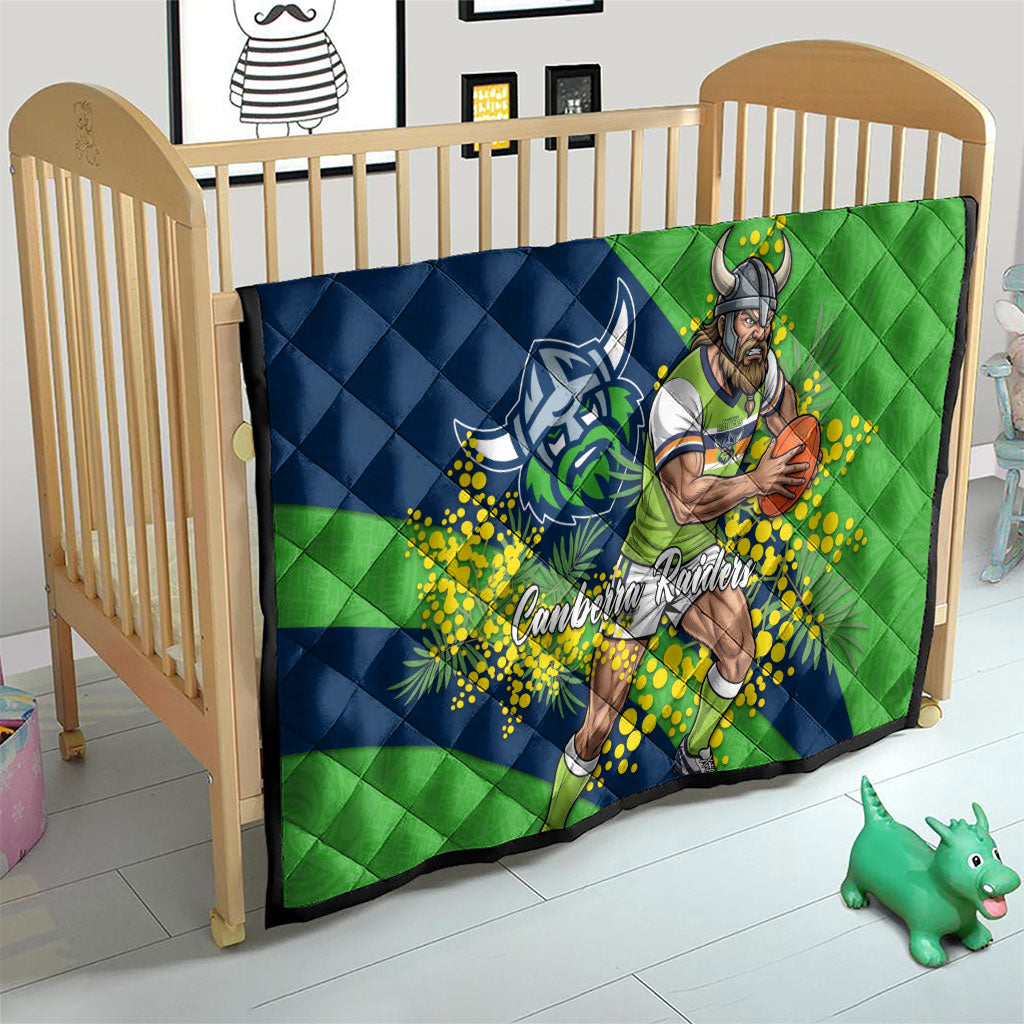 Canberra Raiders Quilt Golden Wattle Floral Polynesian - Australian Flower - Rugby Mascot