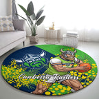 Canberra Raiders Round Carpet Golden Wattle Floral Polynesian - Australian Flower - Rugby Mascot