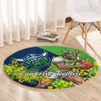 Canberra Raiders Round Carpet Golden Wattle Floral Polynesian - Australian Flower - Rugby Mascot