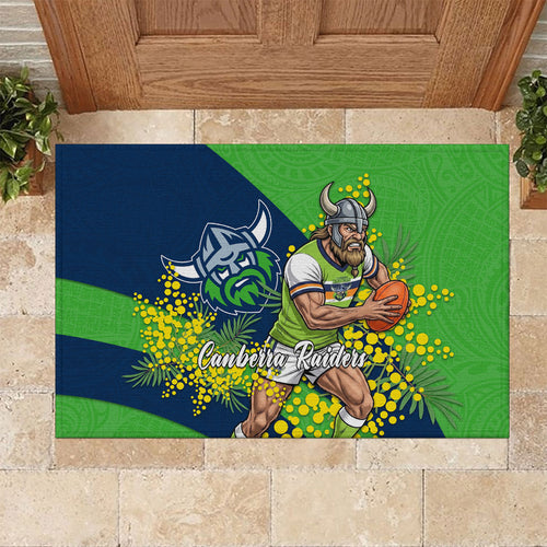 Canberra Raiders Rubber Doormat Golden Wattle Floral Polynesian - Australian Flower - Rugby Mascot