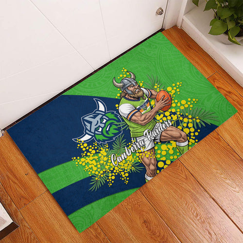 Canberra Raiders Rubber Doormat Golden Wattle Floral Polynesian - Australian Flower - Rugby Mascot