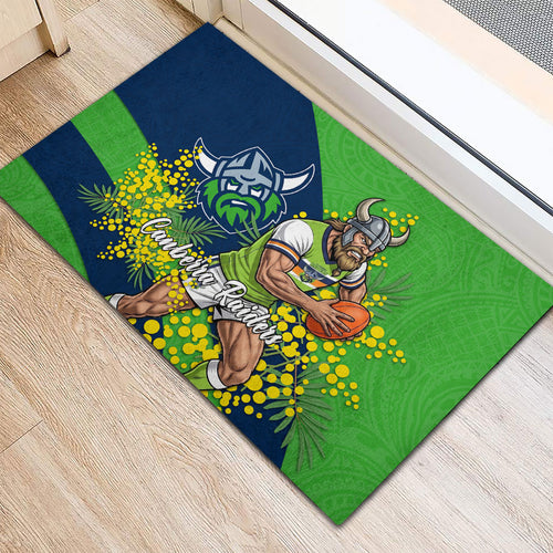 Canberra Raiders Rubber Doormat Golden Wattle Floral Polynesian - Australian Flower - Rugby Mascot