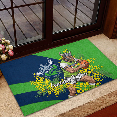Canberra Raiders Rubber Doormat Golden Wattle Floral Polynesian - Australian Flower - Rugby Mascot