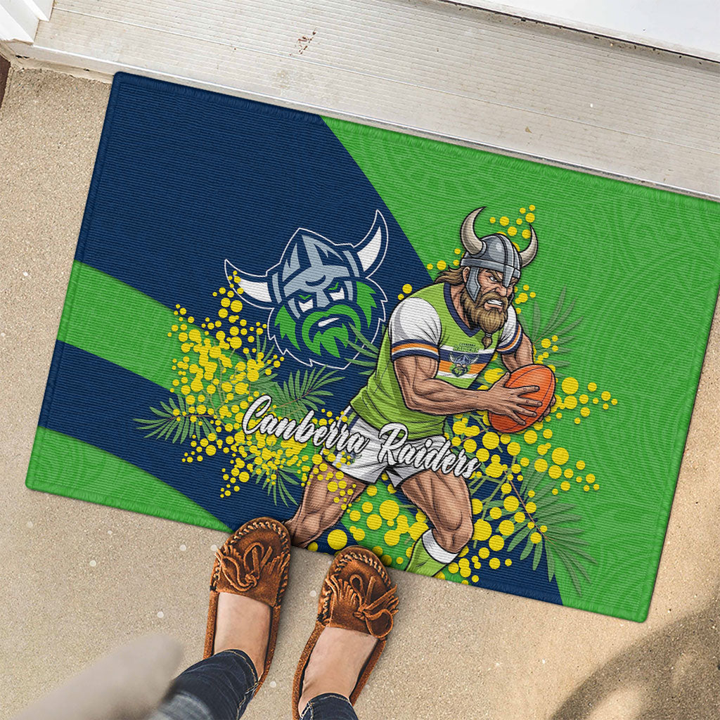 Canberra Raiders Rubber Doormat Golden Wattle Floral Polynesian - Australian Flower - Rugby Mascot