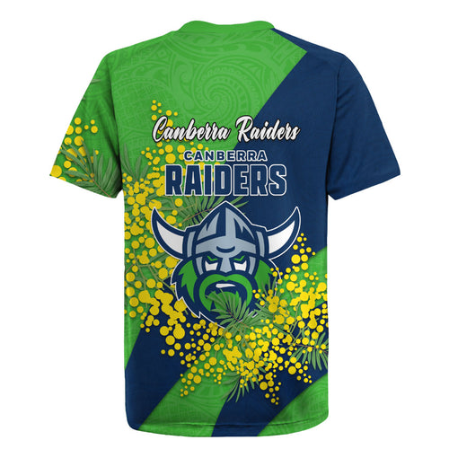 Canberra Raiders Rugby Jersey Golden Wattle Floral Polynesian - Australian Flower - Rugby Mascot