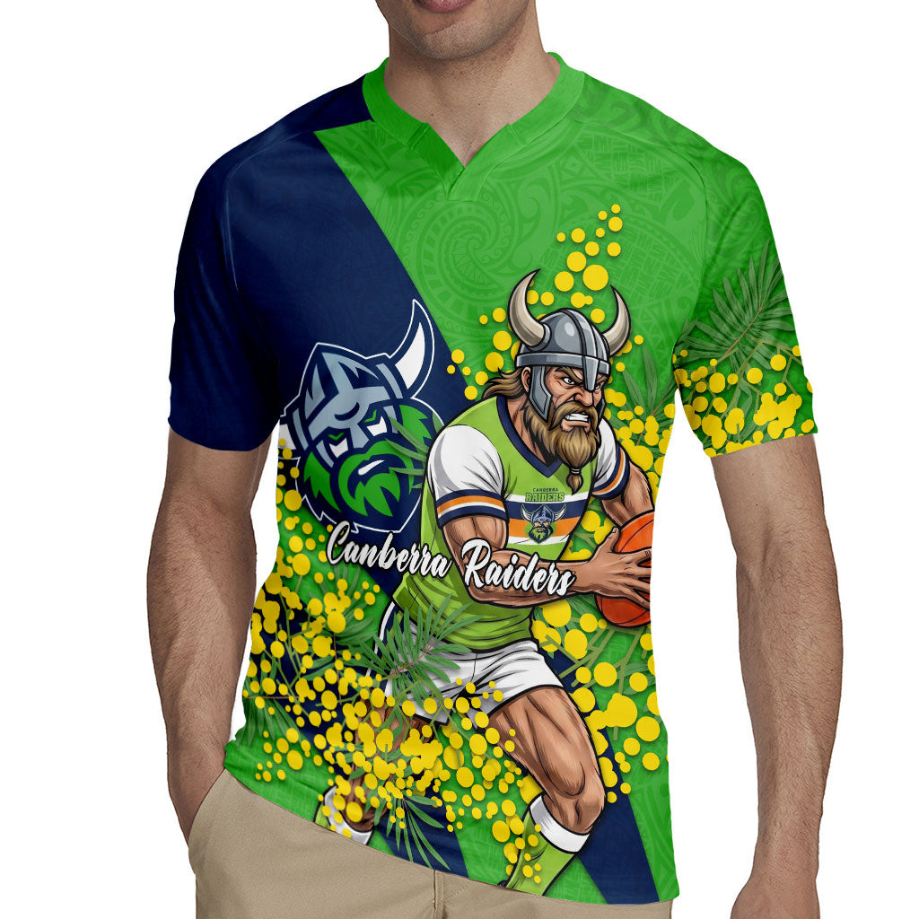 Canberra Raiders Rugby Jersey Golden Wattle Floral Polynesian - Australian Flower - Rugby Mascot