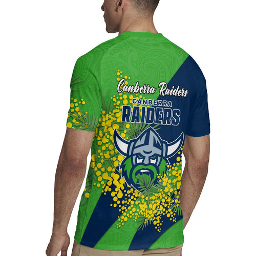 Canberra Raiders Rugby Jersey Golden Wattle Floral Polynesian - Australian Flower - Rugby Mascot