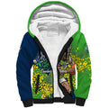 Canberra Raiders Sherpa Hoodie Golden Wattle Floral Polynesian - Australian Flower - Rugby Mascot