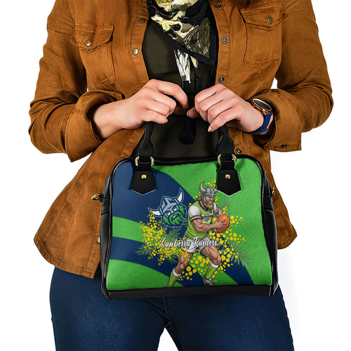Canberra Raiders Shoulder Handbag Golden Wattle Floral Polynesian - Australian Flower - Rugby Mascot