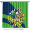 Canberra Raiders Shower Curtain Golden Wattle Floral Polynesian - Australian Flower - Rugby Mascot
