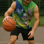 Canberra Raiders Sleeveless Hoodie Golden Wattle Floral Polynesian - Australian Flower - Rugby Mascot