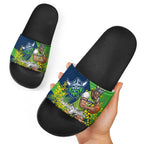 Canberra Raiders Slide Sandals Golden Wattle Floral Polynesian - Australian Flower - Rugby Mascot