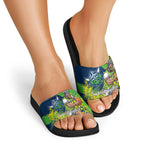Canberra Raiders Slide Sandals Golden Wattle Floral Polynesian - Australian Flower - Rugby Mascot