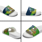 Canberra Raiders Slide Sandals Golden Wattle Floral Polynesian - Australian Flower - Rugby Mascot