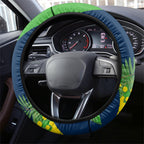 Canberra Raiders Steering Wheel Cover Golden Wattle Floral Polynesian - Australian Flower - Rugby Mascot