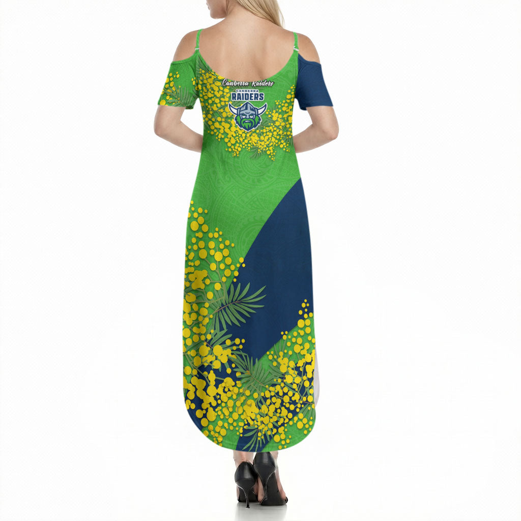 Canberra Raiders Summer Maxi Dress Golden Wattle Floral Polynesian - Australian Flower - Rugby Mascot