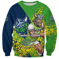 Canberra Raiders Sweatshirt Golden Wattle Floral Polynesian - Australian Flower - Rugby Mascot