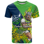 Canberra Raiders T Shirt Golden Wattle Floral Polynesian - Australian Flower - Rugby Mascot