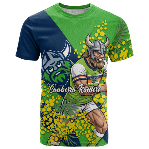 Canberra Raiders T Shirt Golden Wattle Floral Polynesian - Australian Flower - Rugby Mascot