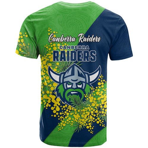 Canberra Raiders T Shirt Golden Wattle Floral Polynesian - Australian Flower - Rugby Mascot