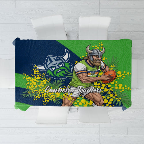 Canberra Raiders Tablecloth Golden Wattle Floral Polynesian - Australian Flower - Rugby Mascot