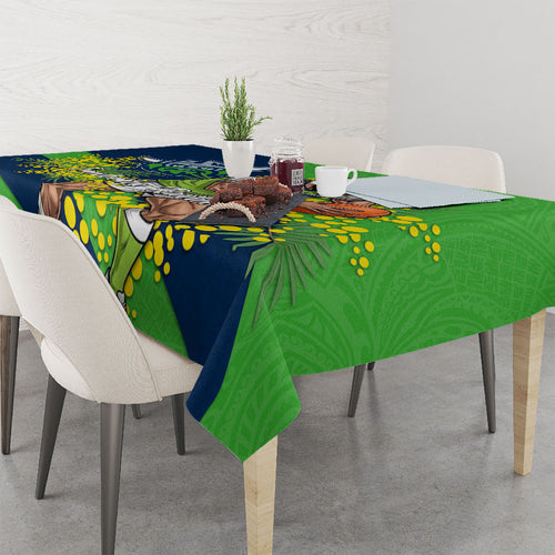 Canberra Raiders Tablecloth Golden Wattle Floral Polynesian - Australian Flower - Rugby Mascot