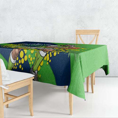 Canberra Raiders Tablecloth Golden Wattle Floral Polynesian - Australian Flower - Rugby Mascot