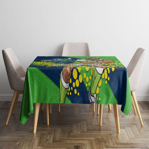 Canberra Raiders Tablecloth Golden Wattle Floral Polynesian - Australian Flower - Rugby Mascot