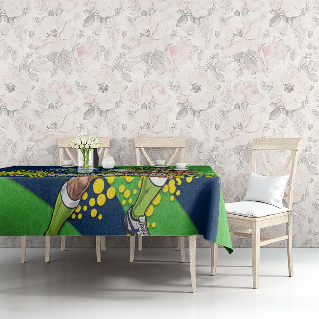 Canberra Raiders Tablecloth Golden Wattle Floral Polynesian - Australian Flower - Rugby Mascot