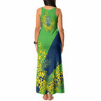 Canberra Raiders Tank Maxi Dress Golden Wattle Floral Polynesian - Australian Flower - Rugby Mascot