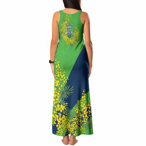 Canberra Raiders Tank Maxi Dress Golden Wattle Floral Polynesian - Australian Flower - Rugby Mascot